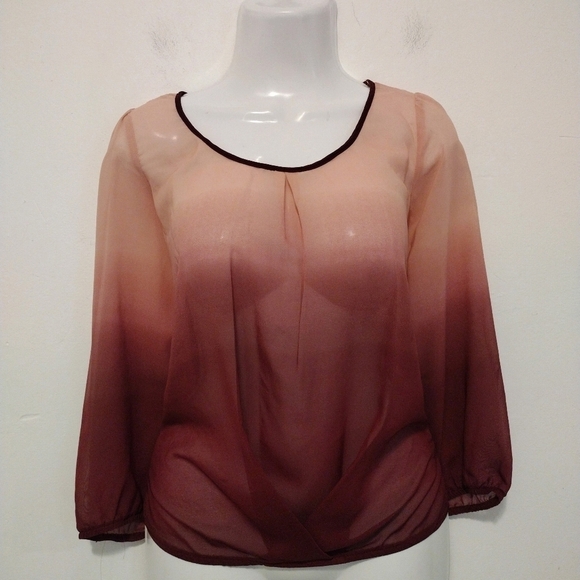 A. Byer - Burgundy Ombre Sheer Blouse - Picture 14 of 14
